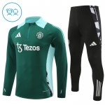 Kinder Manchester United Training Sweatshirts Viertelreißverschluss 2024-25 Grüne